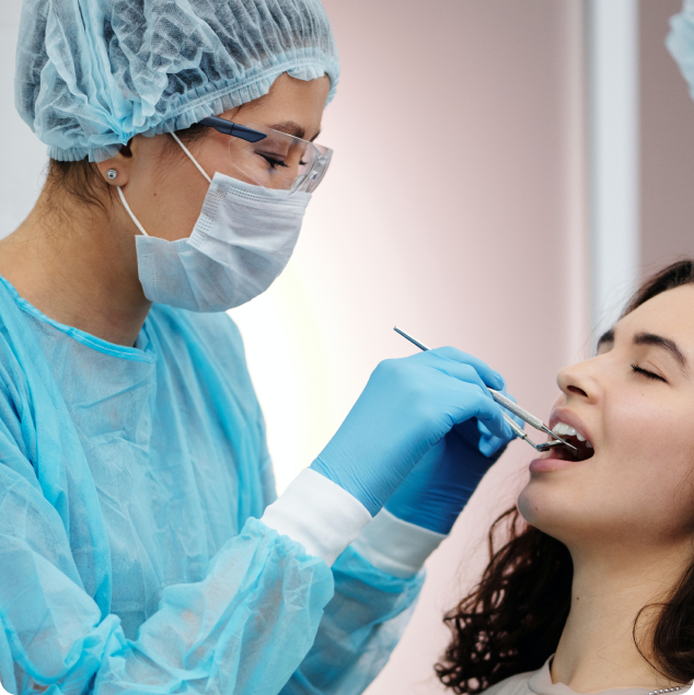Dentist performing a dental procedure